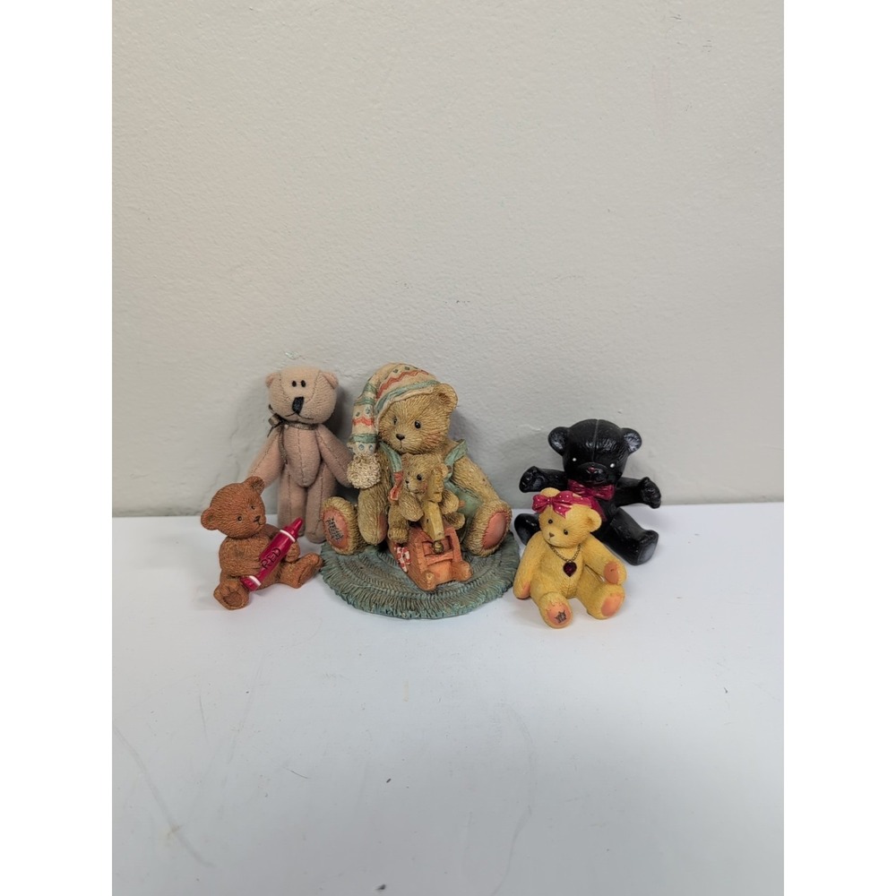 Vintage Ceramic Teddies Figurines Lot Of 5